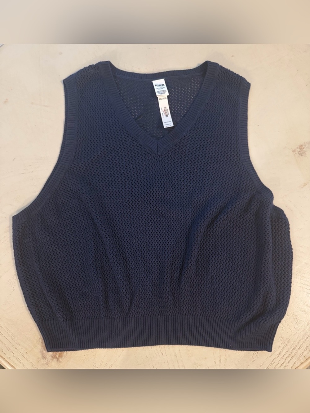 Victoria’s Secret PINK cropped navy blue mesh knit vest Sz XXL NWT